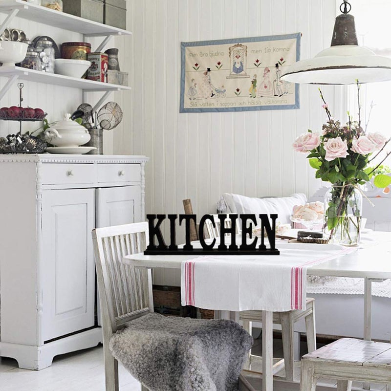 YK Decor Rustic Wood Kitchen Sign Freestanding Wood Word Kitchen Decor Sign Decorative Cutout Letter for Shelf Decor - Image 3